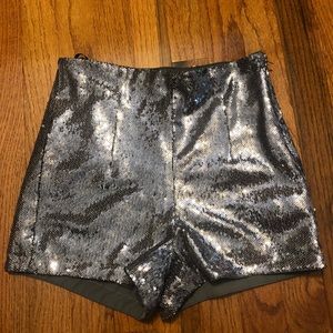 Silver sequin height waisted shorts